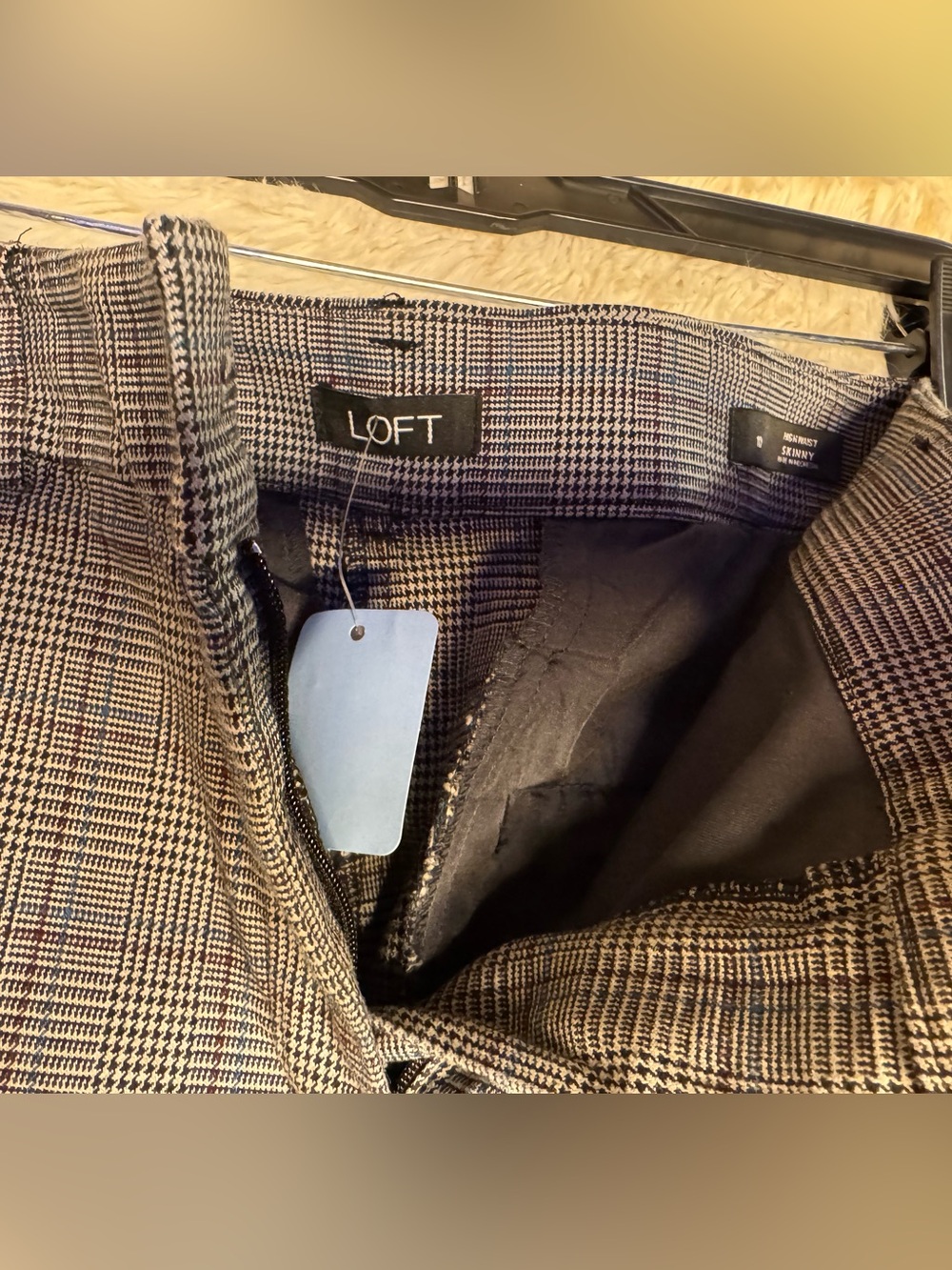 LOFT High Waist Skinny Plaid Pants size 10 - Picture 3 of 5